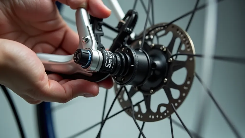 Bicycle brake system close-up showing brake lever and pad alignment