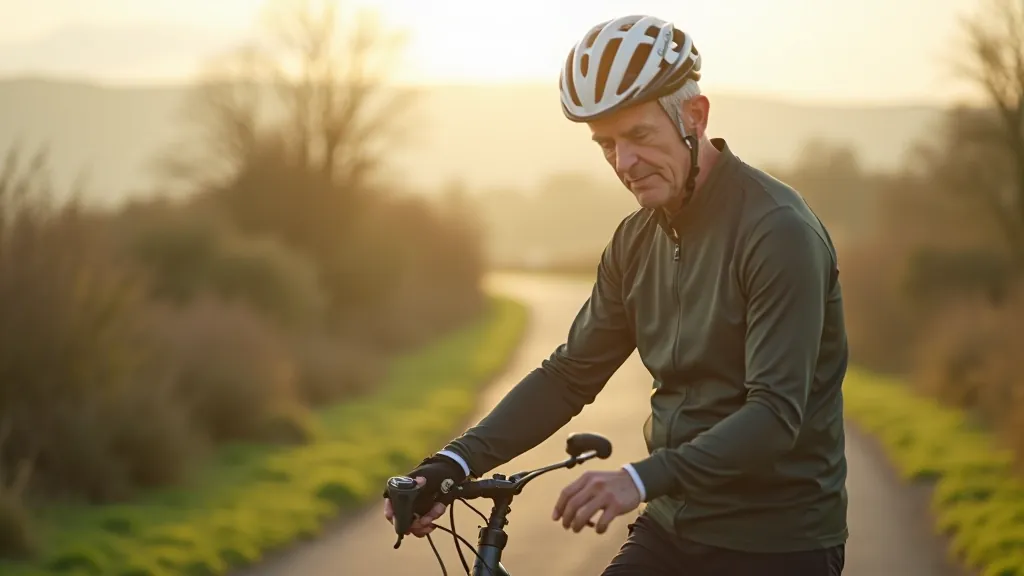 Cyclist performing a complete pre-ride bike inspection in natural light